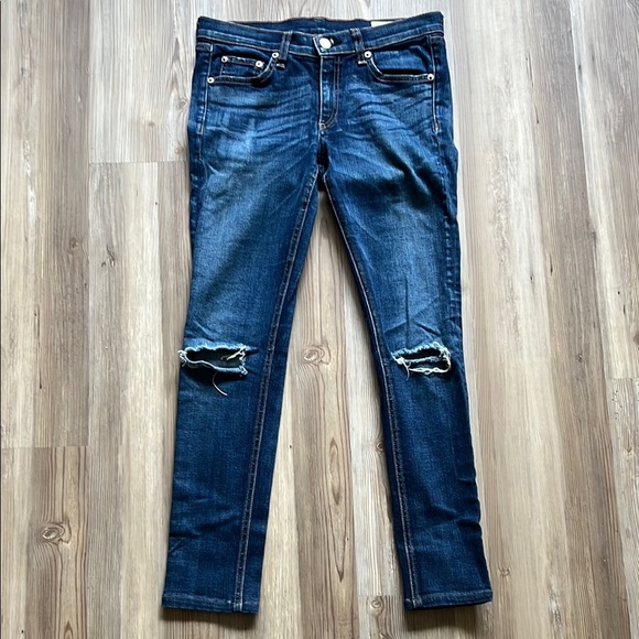 Rag & Bone Skinny Jeans Distressed Hampstead Dark Wash - Picture 4 of 14
